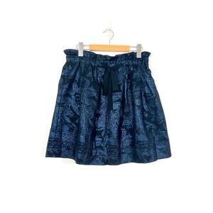 H&M Black/Blue Metallic Thread A-Line Flare Skirt